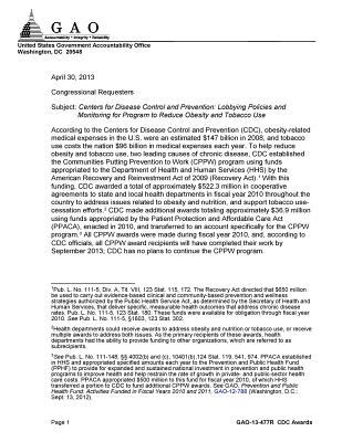 Download Centers for Disease Control and Prevention: Lobbying Policies and Monitoring for Program to Reduce Obesity and Tobacco Use - U.S. Government Accountability Office | ePub